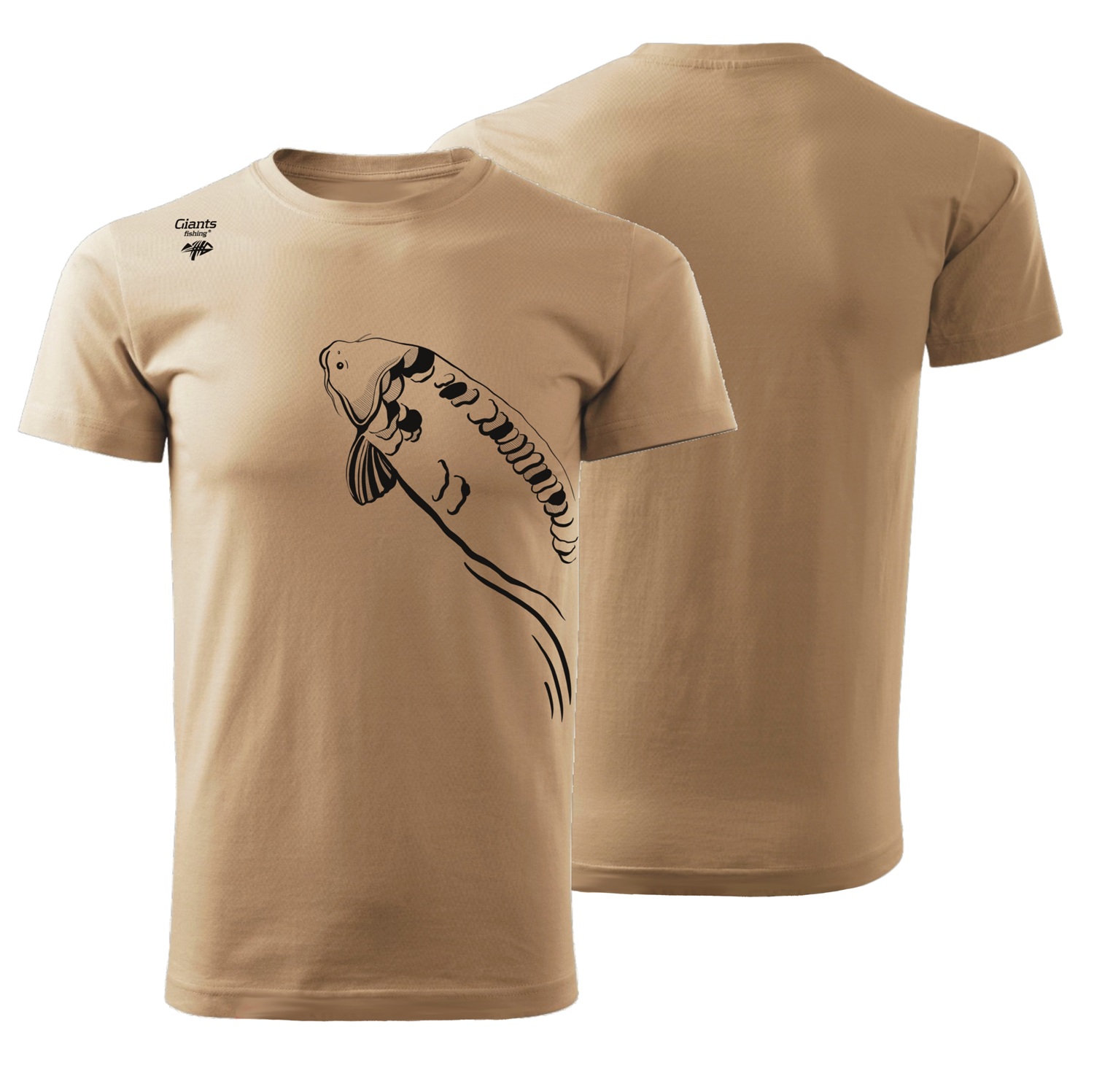 Giants fishing Tričko pánské béžové Plavající kapr