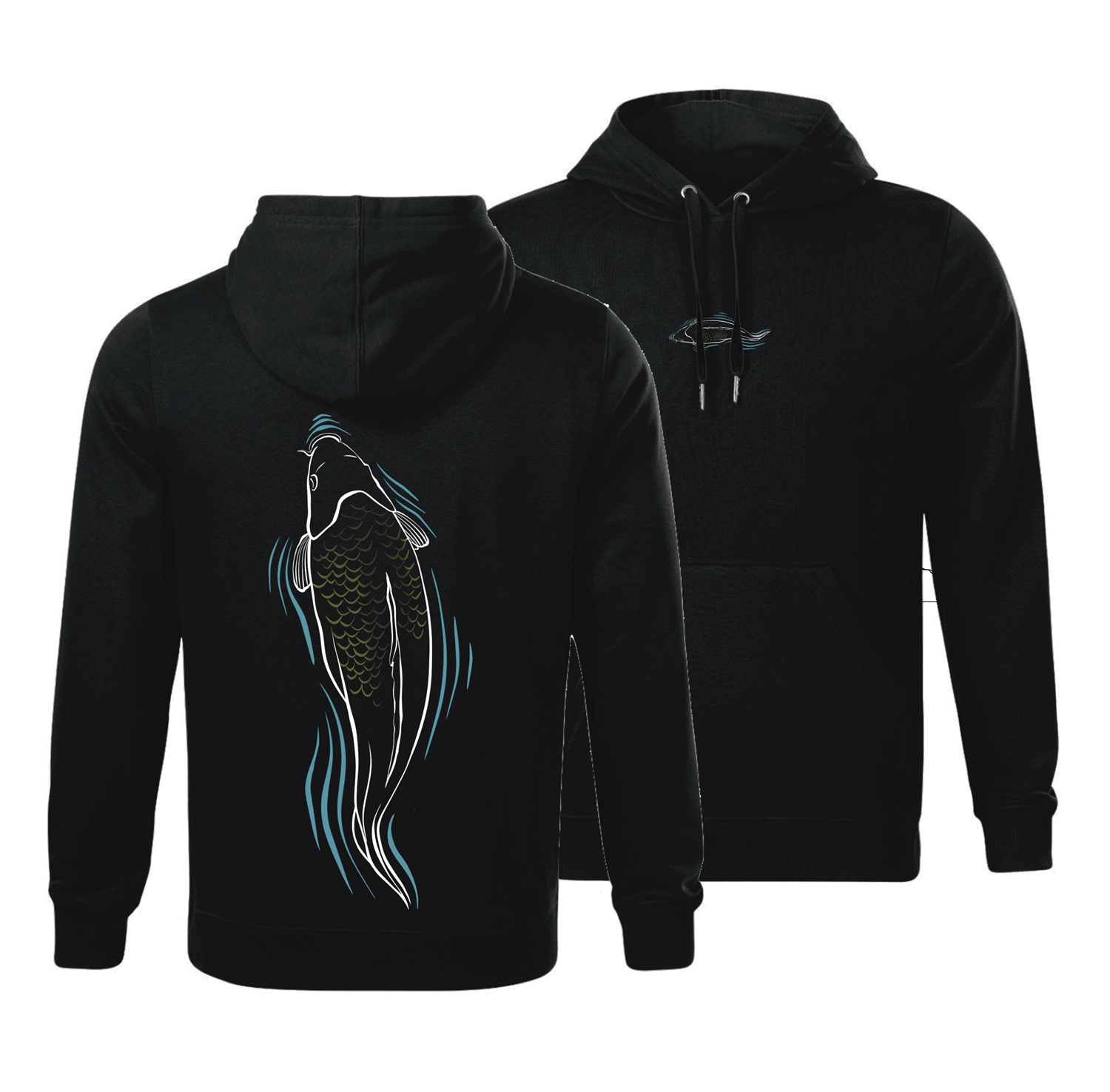 Giants Fishing Mikina pánská černá Kapr u hladiny