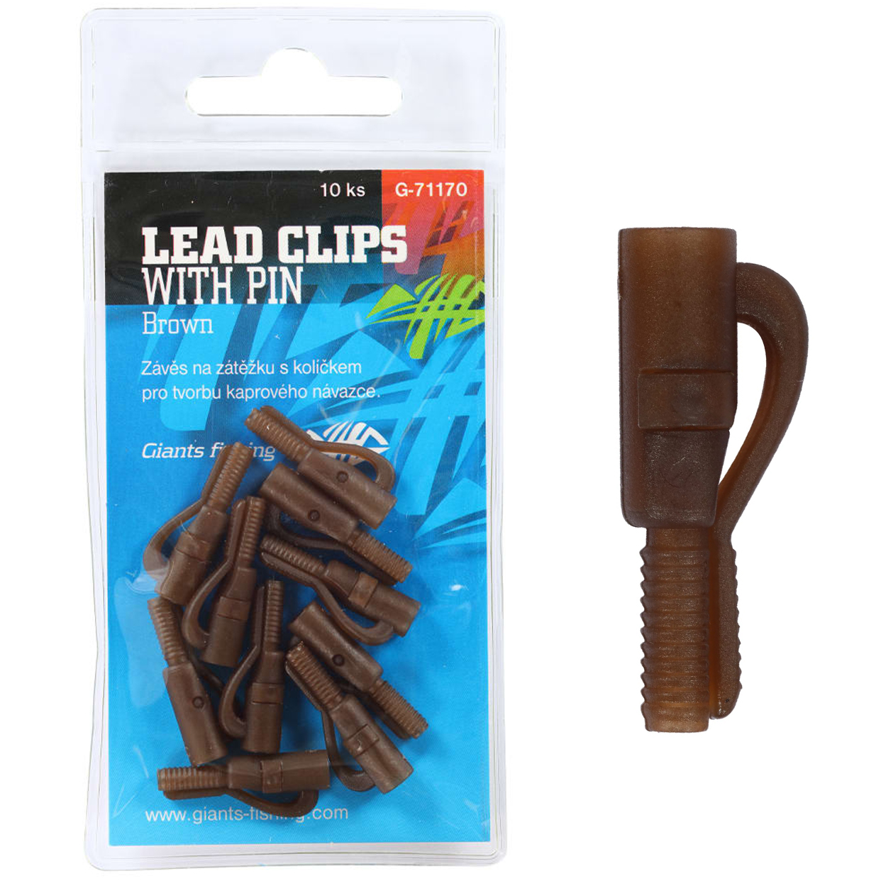 Giants fishing Závěs na boční olovo Lead Clip with Pin Brown/10ks